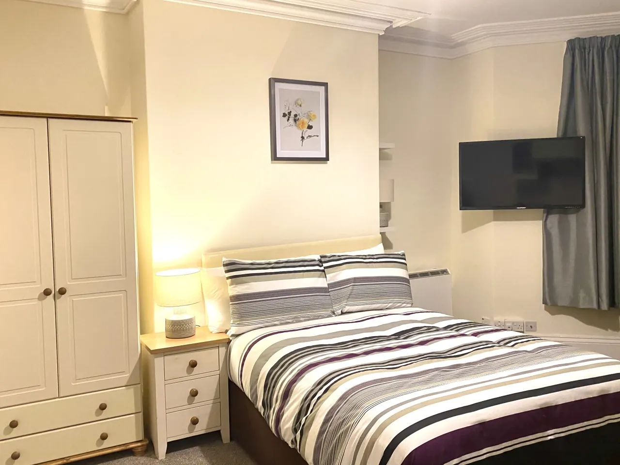Bedroom and television in the Studio Apartment